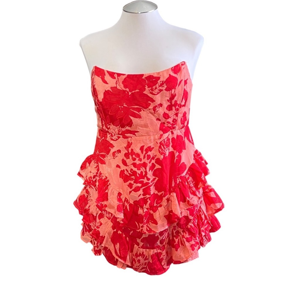 Sage + Paige Orange Strapless Mini Dress Cutout &‎ Tie Back